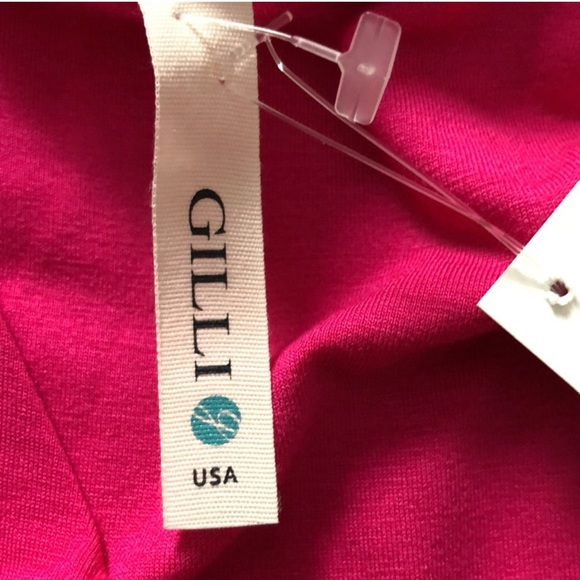 792 NWT Gilli V-neck Shortsleeved Solif Pink & Floral Print Dress. SzS - Picture 6 of 8